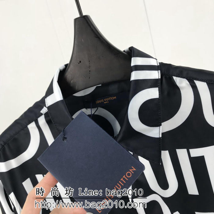 LV路易威登 19ss Galaxy星空系列 滿印英文字母圖案 真絲混紡男襯衫 男女同款 ydi1784